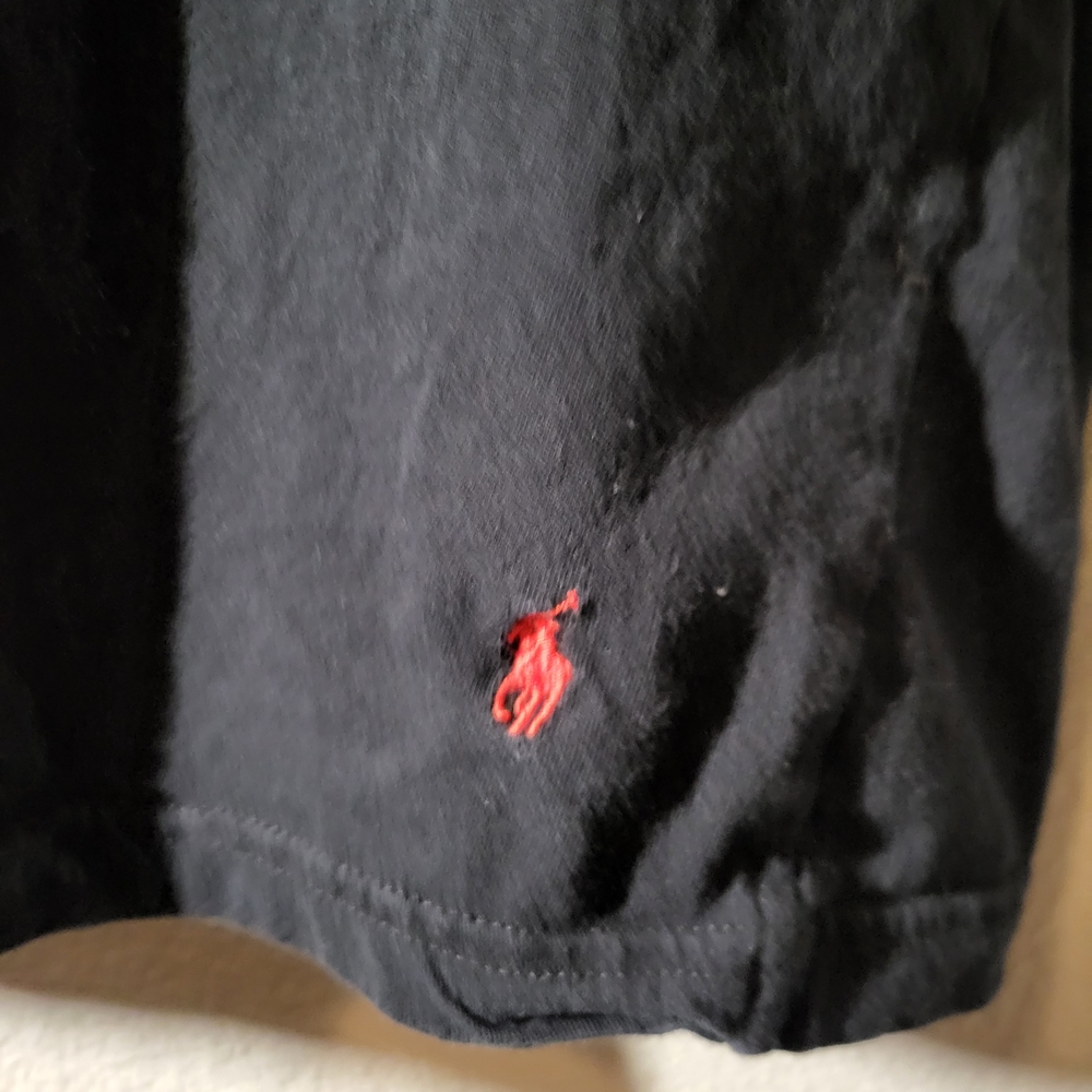 Ralph Lauren Black Tee with Red Pony Embroidery